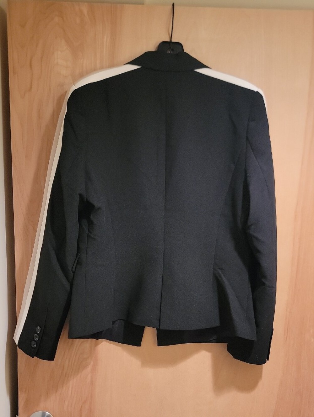 Central Park West Black Two-Piece Pantsuit with Cream and Tan Stripes - Picture 14 of 17